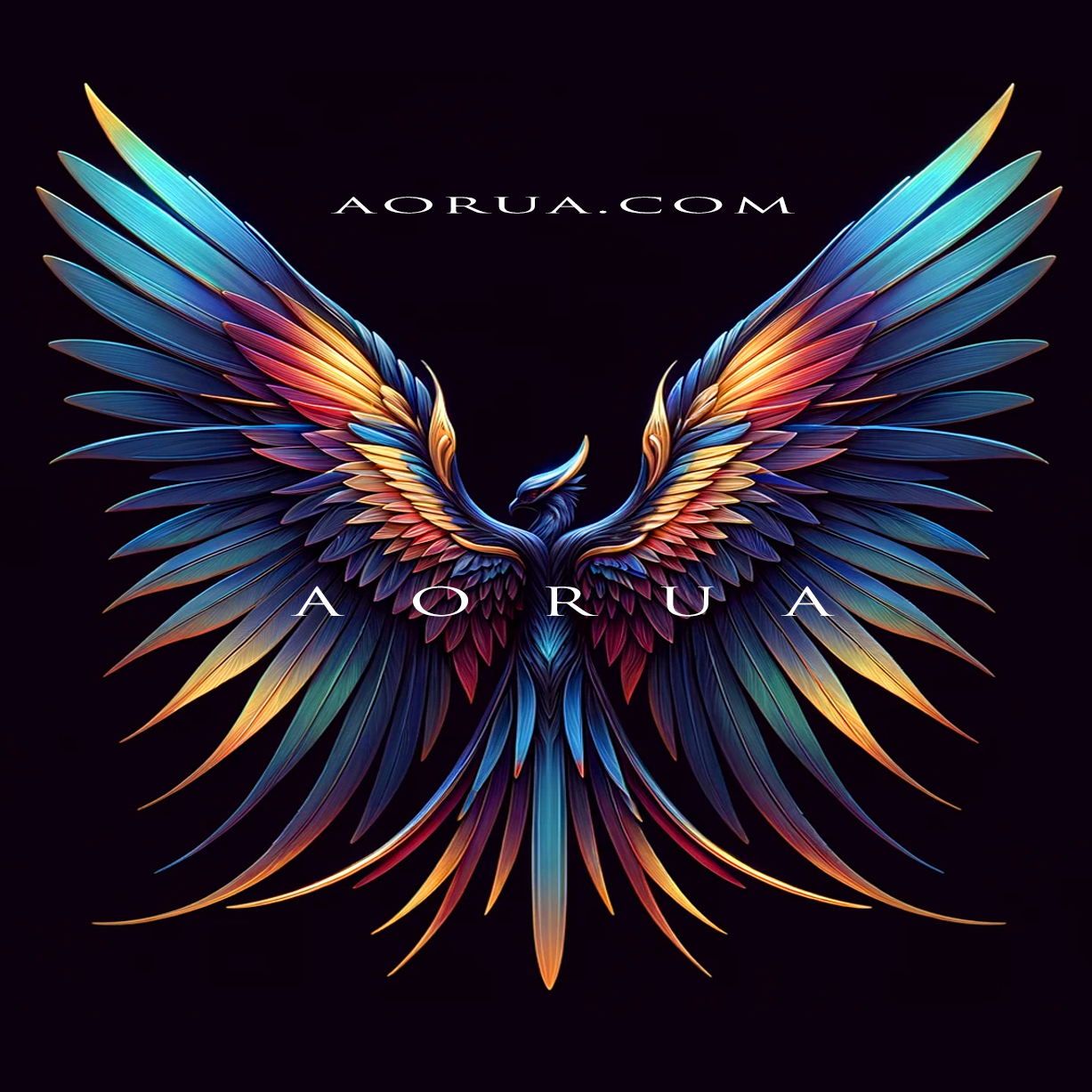 AORUA logo – a radiant phoenix rising from the depths, symbolizing rebirth and inner strength
