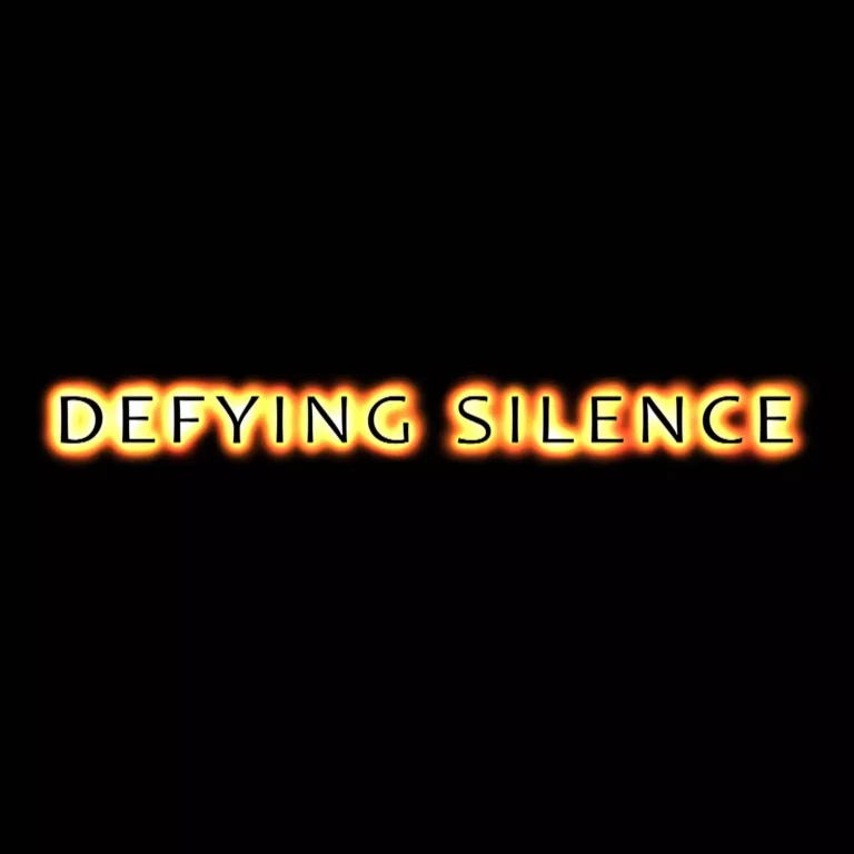 Defying Silence band logo glowing in fire light